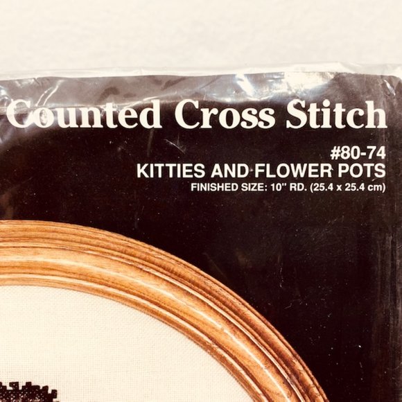 Janlynn Kitties and Flower Pots" Cross Stitch Kit - New/Sealed (1991) - Picture 4 of 6